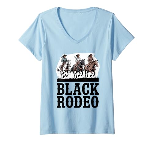 Damen Lustiger schwarzer Rodeo Spruch Cowgirl Power Horse Queen Damen Herren T-Shirt mit V-Ausschnitt Damen Lustiger schwarzer Rodeo Spruch Cowgirl Power Horse Queen Damen Herren T-Shirt mit V-Ausschnitt von Western Riders African American Ranch Culture