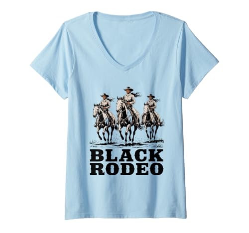 Damen Lustiger schwarzer Rodeo Spruch Cowgirl Power Horse Queen Damen Herren T-Shirt mit V-Ausschnitt Damen Lustiger schwarzer Rodeo Spruch Cowgirl Power Horse Queen Damen Herren T-Shirt mit V-Ausschnitt von Western Riders African American Ranch Culture