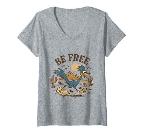 Damen Road Runner Geschenk für Frauen Männer College University T-Shirt mit V-Ausschnitt Damen Road Runner Geschenk für Frauen Männer College University T-Shirt mit V-Ausschnitt von Western Road Runner Be Free
