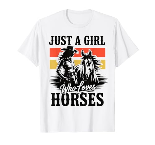Retro Cowgirl und Pferd "Just a Girl Who Loves Horses" Damen T-Shirt Retro Cowgirl und Pferd "Just a Girl Who Loves Horses" Damen T-Shirt von Western Rodeo Apparel Co. | Cowgirl Spirit Outfits