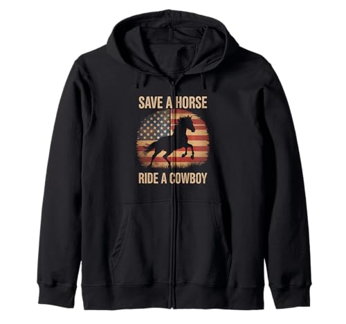 Lustiger Cowboy Spruch Save Horse Ride Humor Vater Männer Frauen Kapuzenjacke von Western Rodeo Joke Country Music America Pride