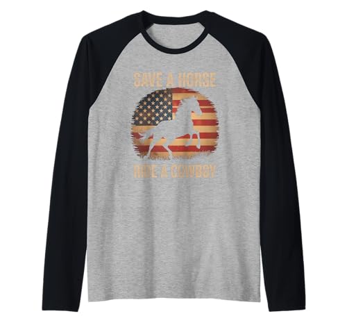 Lustiger Cowboy Spruch Save Horse Ride Humor Vater Männer Frauen Raglan Lustiger Cowboy Spruch Save Horse Ride Humor Vater Männer Frauen Raglan von Western Rodeo Joke Country Music America Pride