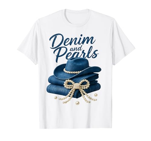 Denim und Perlen Outfit Damen Western Cowgirl Rodeo Mode T-Shirt Denim und Perlen Outfit Damen Western Cowgirl Rodeo Mode T-Shirt von Western Southern Cowgirl Denim Jeans With Pearls
