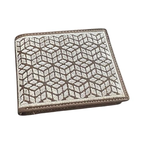 Western Rodeo Geldbörse aus Leder - Bi-Fold Cowboy-Stil mit silbernem Gewinde Rautenmuster Geometrisches Design, Kaffee, Western Wallet von Western Stakes