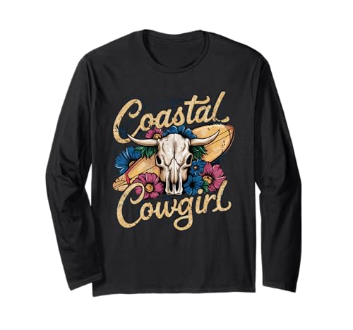 Coastal Cowgirl Vibes Retro Surf Girl Western Beach Langarmshirt Coastal Cowgirl Vibes Retro Surf Girl Western Beach Langarmshirt von Western Style Cowgirl Apparel Co. for Rodeo Lovers