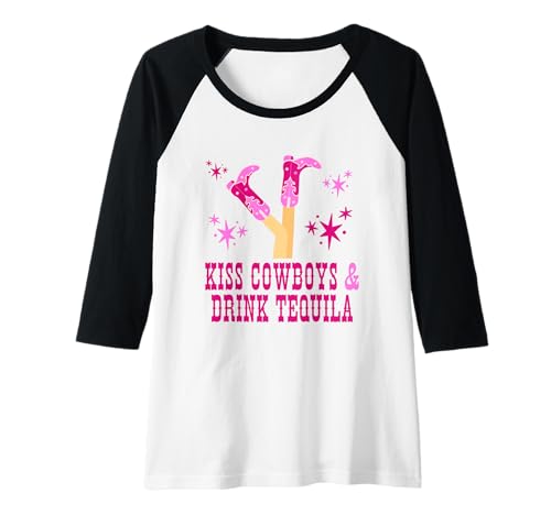 Damen Kiss Cowboys & Drink Tequila Western Style Retro Damen Raglan Damen Kiss Cowboys & Drink Tequila Western Style Retro Damen Raglan von Western Style Kiss Cowboys & Drink Tequila Apparel