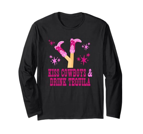 Kiss Cowboys & Drink Tequila Western Style Retro Damen Langarmshirt Kiss Cowboys & Drink Tequila Western Style Retro Damen Langarmshirt von Western Style Kiss Cowboys & Drink Tequila Apparel