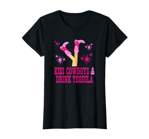 Kiss Cowboys & Drink Tequila Western Style Retro Damen T-Shirt Kiss Cowboys & Drink Tequila Western Style Retro Damen T-Shirt von Western Style Kiss Cowboys & Drink Tequila Apparel