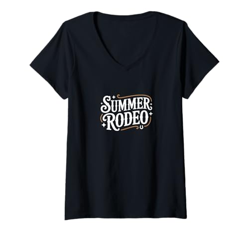 Damen Summer Rodeo - Western Style Cowboy Skull Graphic T-Shirt mit V-Ausschnitt Damen Summer Rodeo - Western Style Cowboy Skull Graphic T-Shirt mit V-Ausschnitt von Western Summer Vibes – Rodeo Cowboy Culture