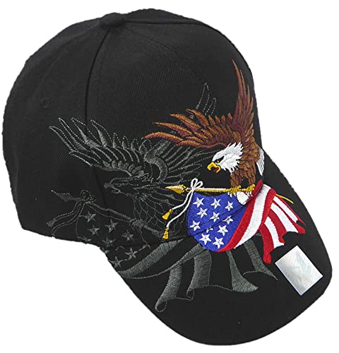 Basecap Cap mit Schild Bestickt Native Pride Adler Flagge USA Schwarz von Westernlifestyle