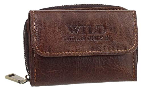 Mini Herren Damen Geldbörse Kleingeldbörse Minibörse Geldbeutel Münzbörse Rindsleder 9,5 cm Farbe Braun von Westernlifestyle