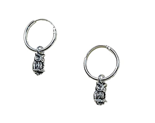 Ohrringe Creolen Echt Silber 925 mit Anhänger Eule Uhu Kauz Ohrringe Creolen Echt Silber 925 mit Anhänger Eule Uhu Kauz von Westernlifestyle
