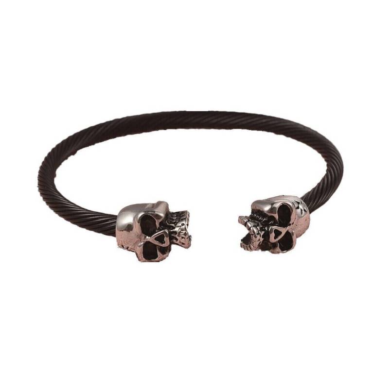 Westernlifestyle Armreif 2 Totenköpfe Edelstahl Armreif Skull Biker von Westernlifestyle