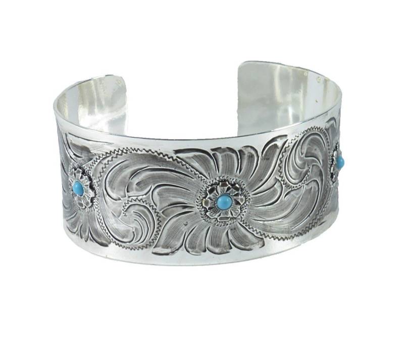 Westernlifestyle Armreif Breiter Armreifen Armspange aus German Silver Handgraviert von Westernlifestyle