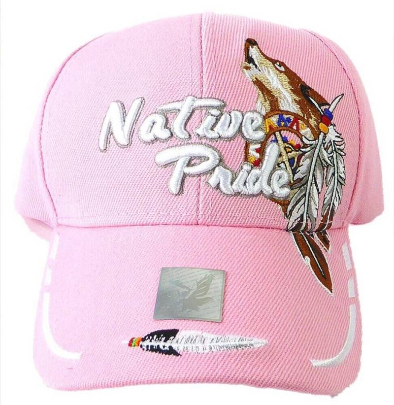 Westernlifestyle Baseball Cap Mit Wolf, Federn und Schriftzug Native Pride besti von Westernlifestyle