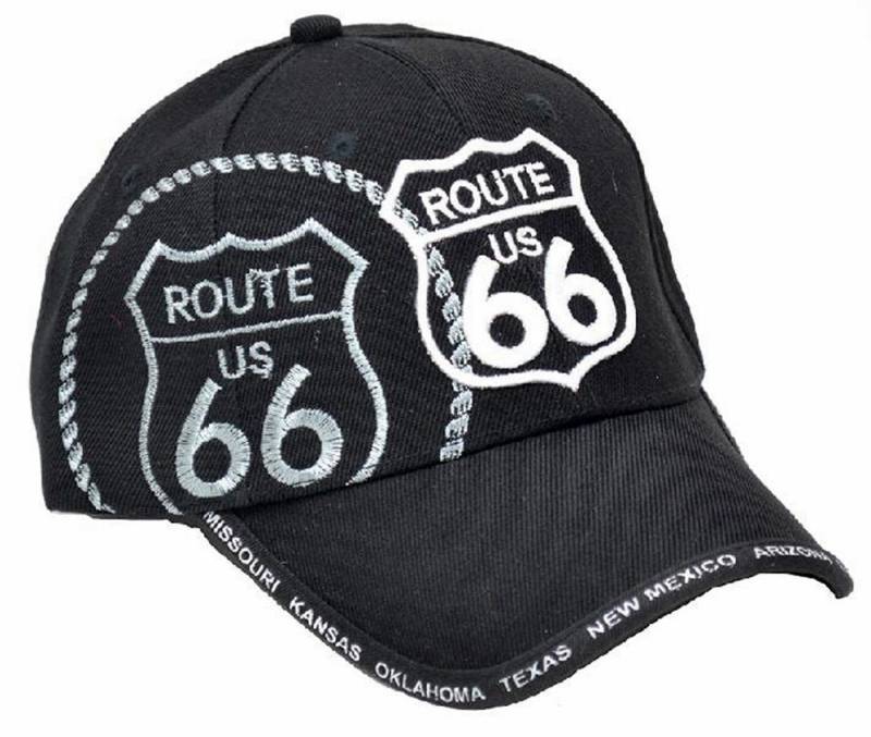 Westernlifestyle Baseball Cap Mütze mit Schild bestickt Route 66 schwarz von Westernlifestyle