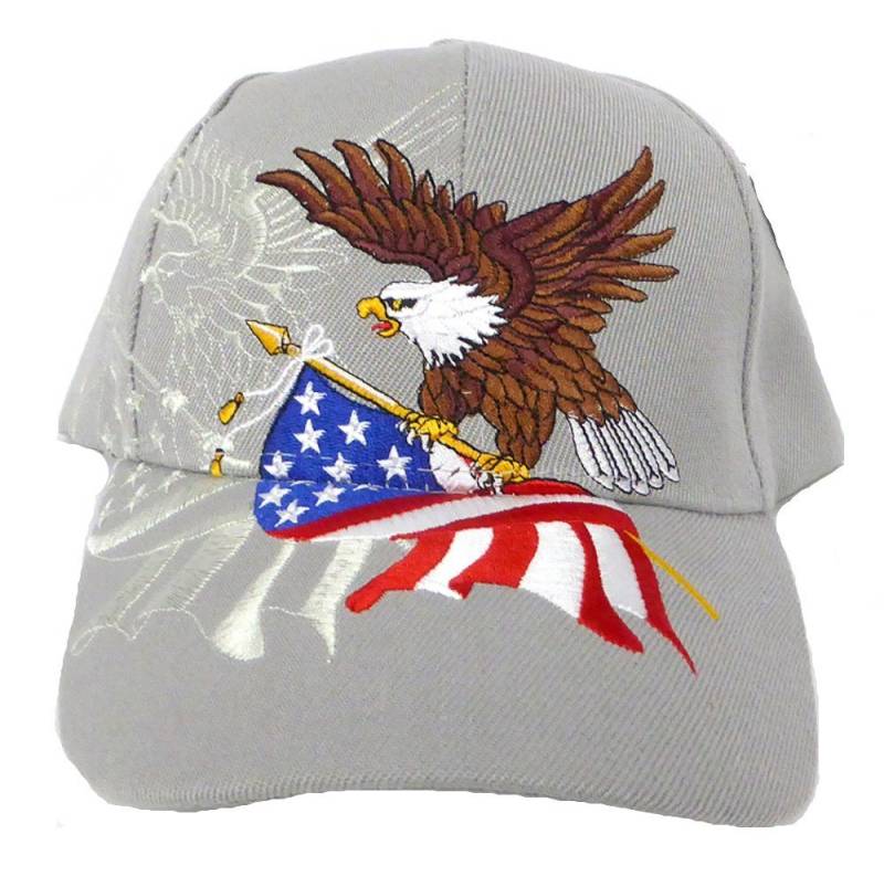 Westernlifestyle Baseball Cap Native Pride Adler Flagge USA Baseballcap Cap mit Schild Bestickt Grau von Westernlifestyle