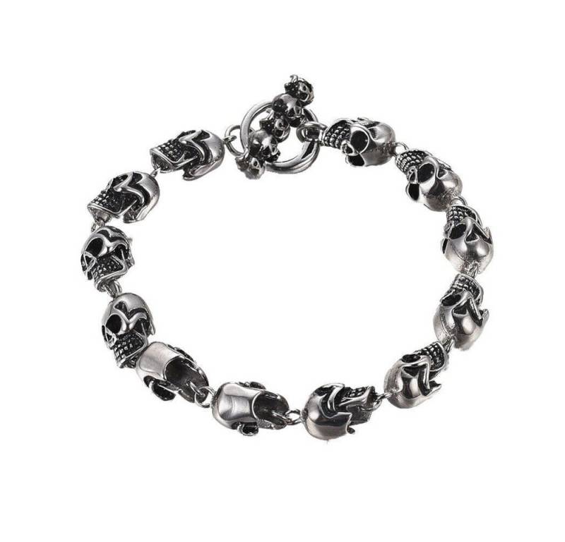 Westernlifestyle Edelstahlarmband 12 Totenköpfe Biker Gothic Armband Armkette Edelstahl Totenkopf von Westernlifestyle