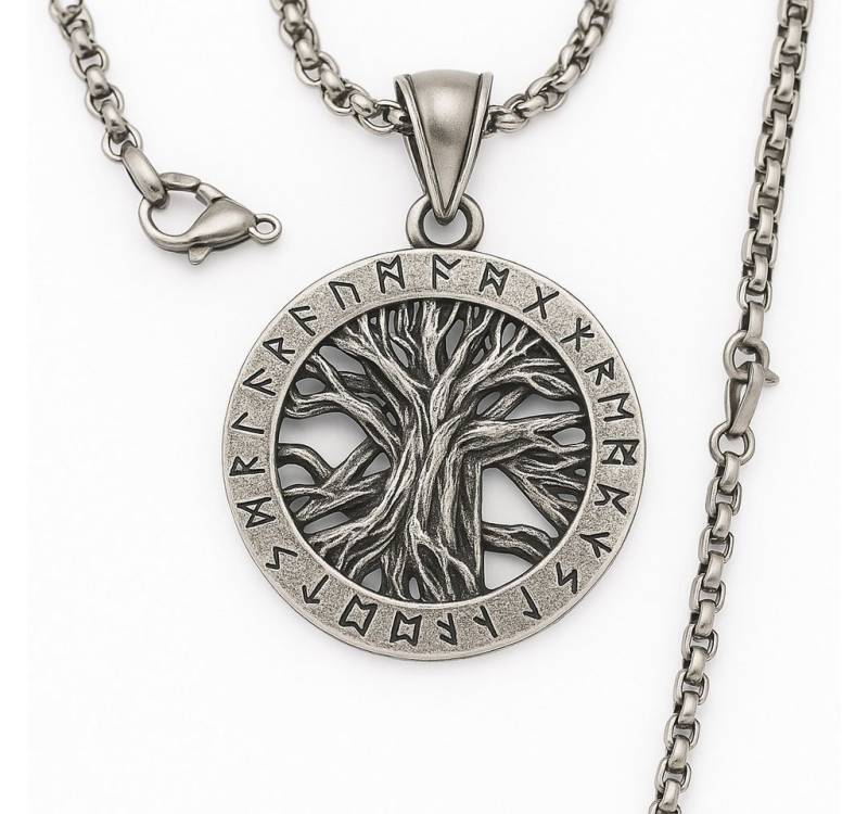 Westernlifestyle Edelstahlkette „Ewige Wurzeln“ Edelstahlkette mit Runen-Anhänger „Lebensbaum“ von Westernlifestyle