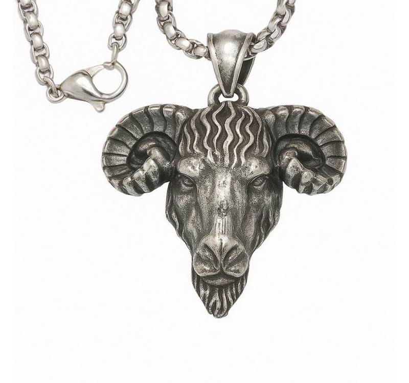 Westernlifestyle Edelstahlkette „Ramora“ Edelstahlkette mit Widderkopf-Anhänger von Westernlifestyle