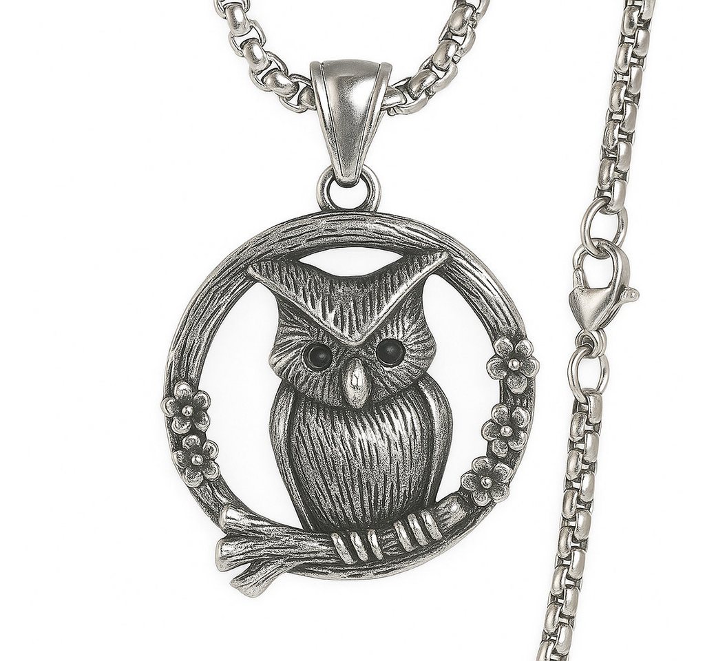 Westernlifestyle Edelstahlkette Moonwatcher – Die Wächterin der Nacht Edelstahl Halskette mit Eule von Westernlifestyle
