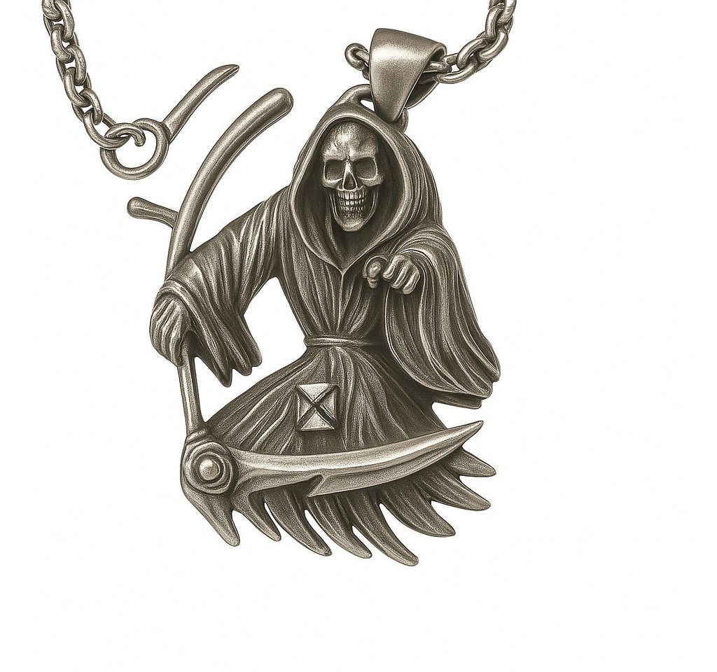 Westernlifestyle Edelstahlkette "Reaper’s Shadow" Edelstahlkette mit Sensenmann-Anhänger von Westernlifestyle