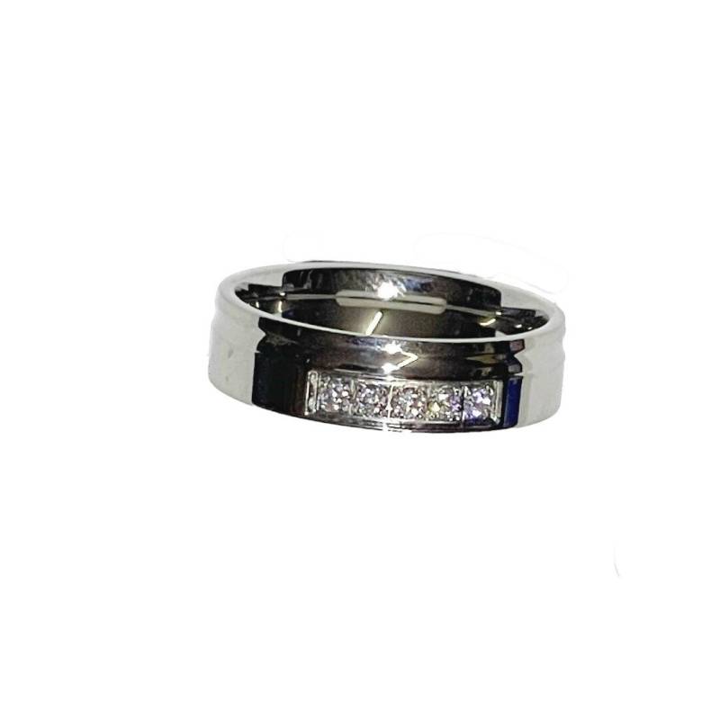 Westernlifestyle Fingerring Crystal Forge Edelstahlring mit fünf eingefassten Zirkoniasteinen von Westernlifestyle