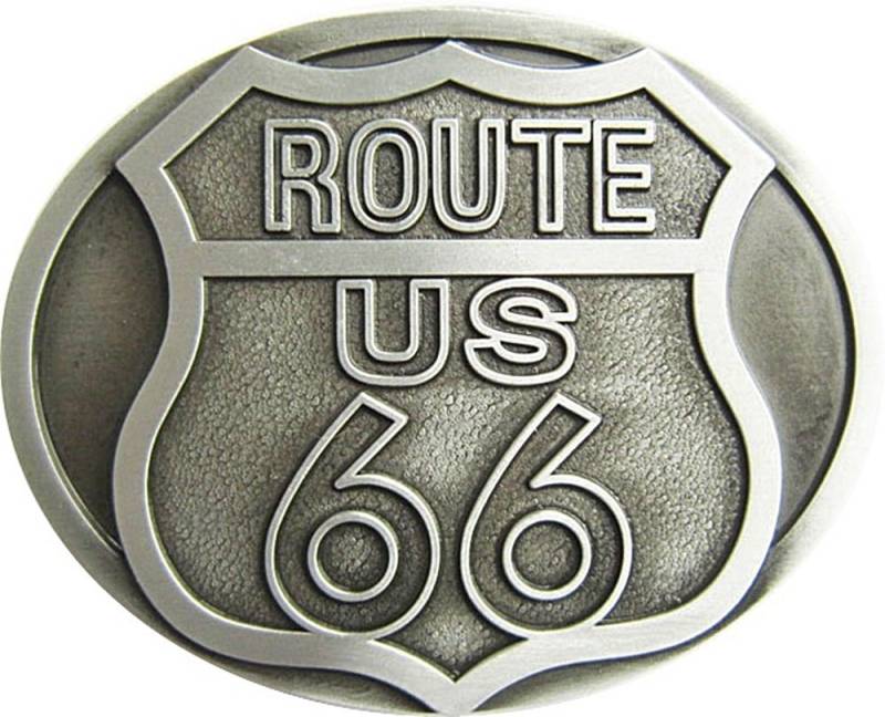 Westernlifestyle Gürtelschnalle Buckle Route 66 silberfarben von Westernlifestyle