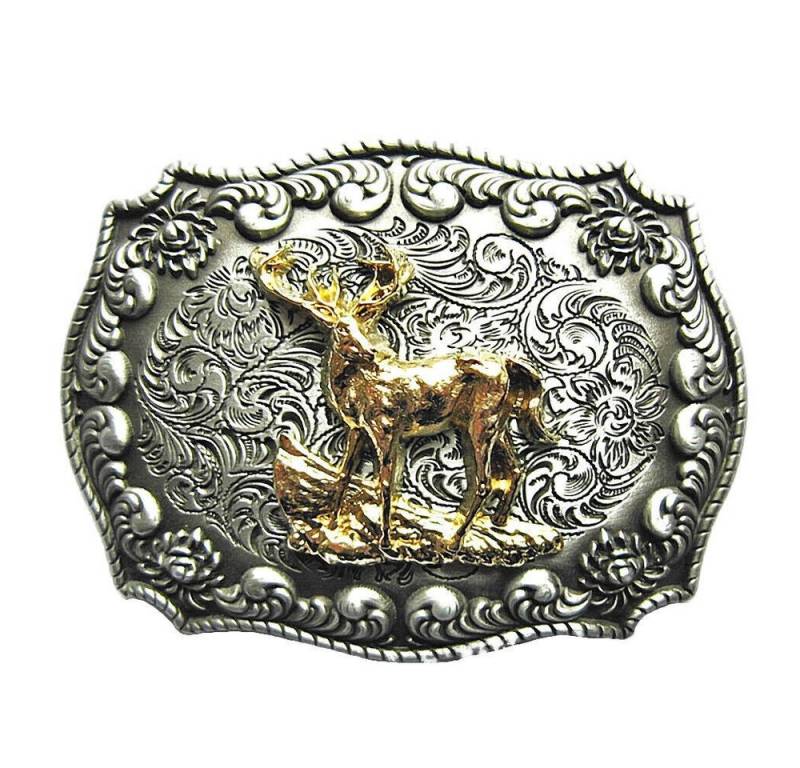 Westernlifestyle Gürtelschnalle Goldenes Pferd Gürtelschnalle Western 3D Optik für Wechselgürtel von Westernlifestyle