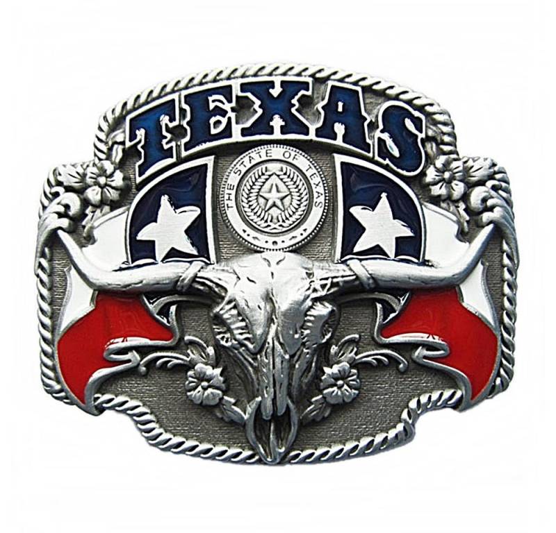 Westernlifestyle Gürtelschnalle Buckle Gürtelschliesse für Wechselgürtel Longhorn Texas Lone Star von Westernlifestyle