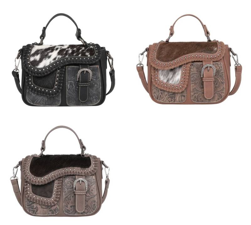 Westernlifestyle Handtasche Kufelia Schultertasche Westerntasche Kuhfell Nieten Flechtungen von Westernlifestyle