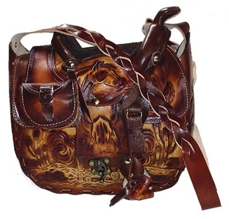 Westernlifestyle Handtasche Westerntasche Sattel aus echtem Leder, Langer Trageriemen von Westernlifestyle