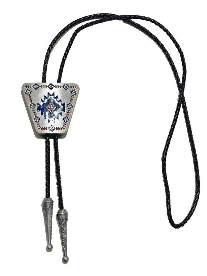 Westernlifestyle Krawatte Blaues Azteken Ornament Bolo Tie Westernkrawatte von Westernlifestyle