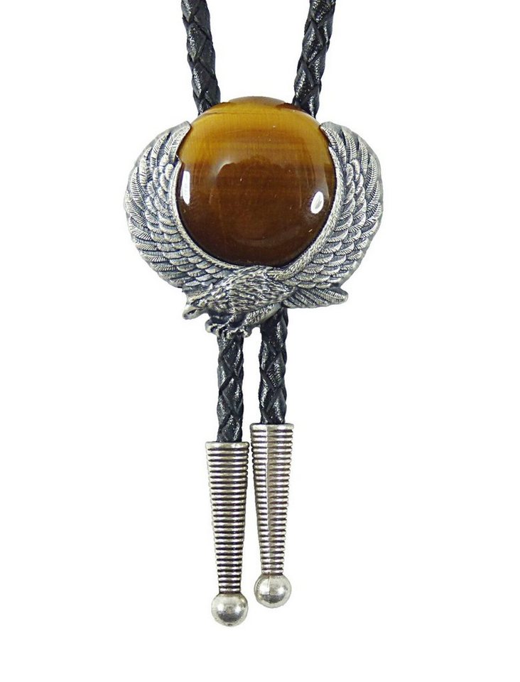 Westernlifestyle Krawatte Westernkrawatte Vintage Bolo Tie Adler mit großem Tigerauge von Westernlifestyle