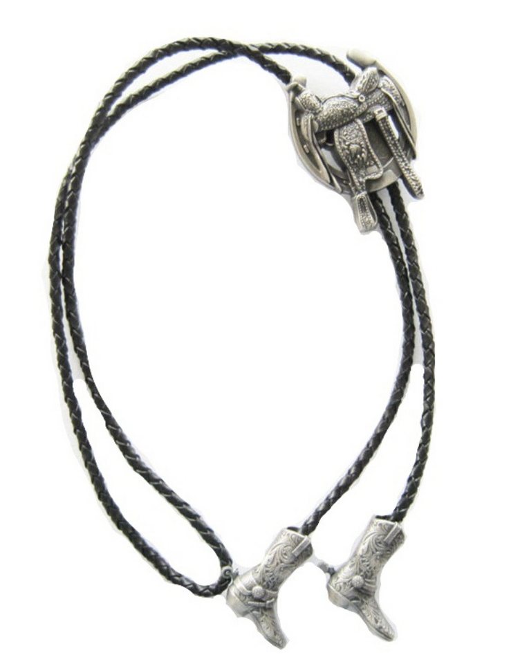 Westernlifestyle Krawatte Westernsattel Hufeisen und Cowboystiefel Bolo Tie Westernkrawatte von Westernlifestyle