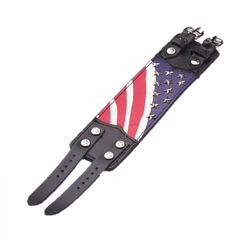 Westernlifestyle Lederarmband Patriot Armband Lederarmband echt Leder schwarz mit Flagge USA von Westernlifestyle