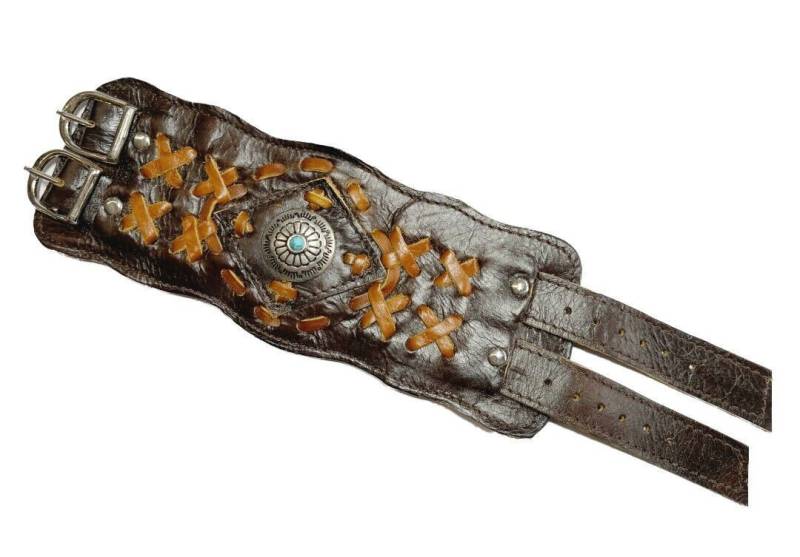 Westernlifestyle Lederarmband Rundes Concho Westernarmband BREIT braun mit Sicherheitsfach von Westernlifestyle