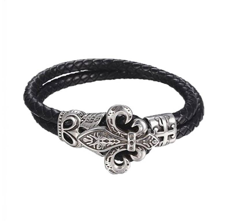 Westernlifestyle Lederarmband Schwarzes Armband mit Fleur de Lis von Westernlifestyle