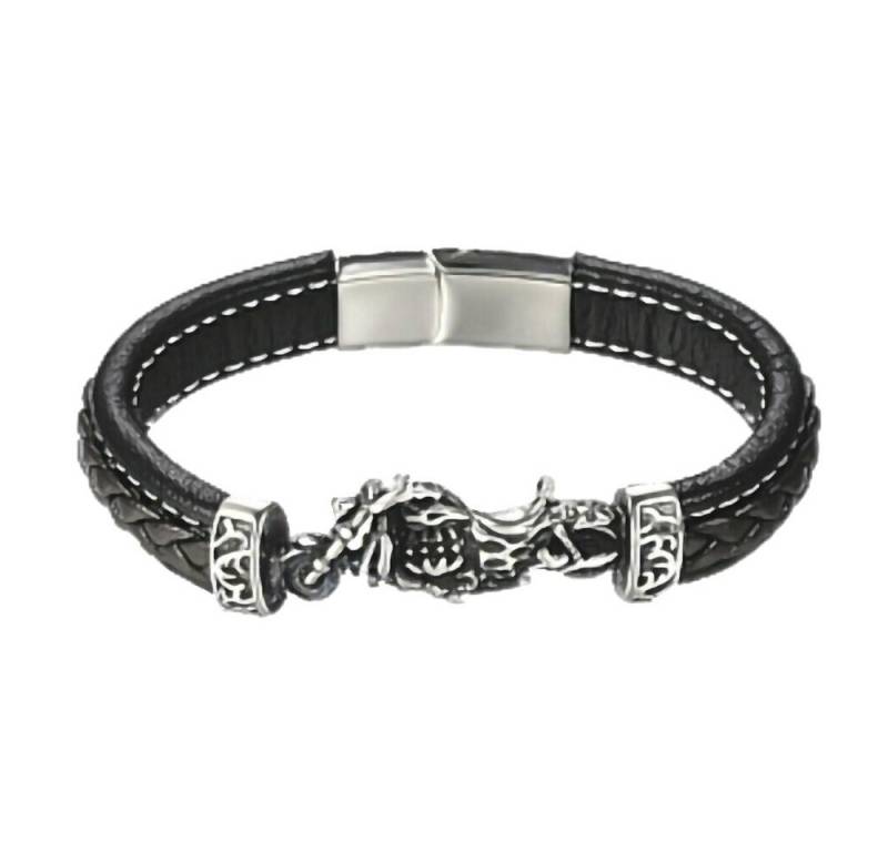 Westernlifestyle Lederarmband Stabiles Lederarmband geflochten mit Motorrad Bike aus Edelstahl von Westernlifestyle