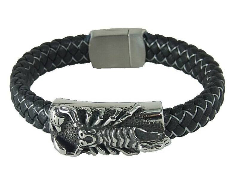 Westernlifestyle Lederarmband Stabiles Lederarmband geflochten mit Skorpion aus Edelstahl von Westernlifestyle