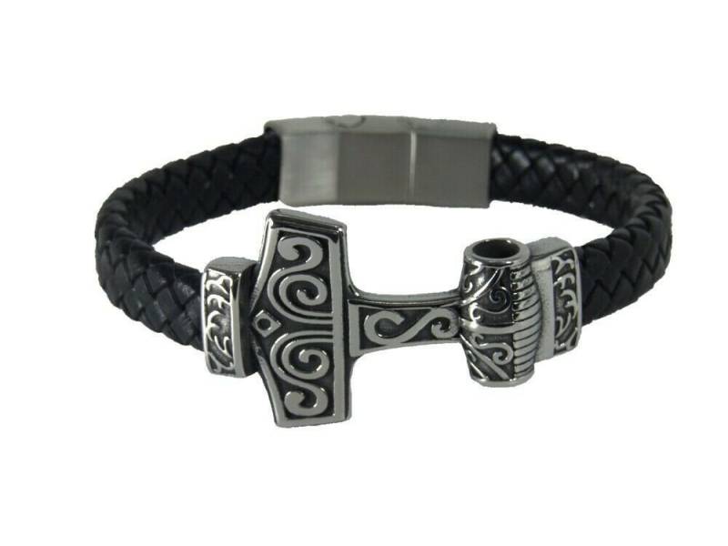 Westernlifestyle Lederarmband Wikinger-Armband mit Thors Hammer von Westernlifestyle