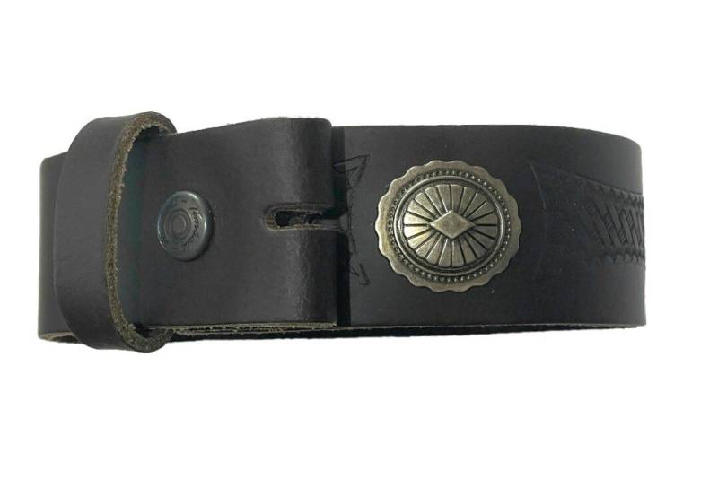 Westernlifestyle Ledergürtel Brauner gemusterter Westerngürtel Wechselgürtel mit silbernen Conchos von Westernlifestyle