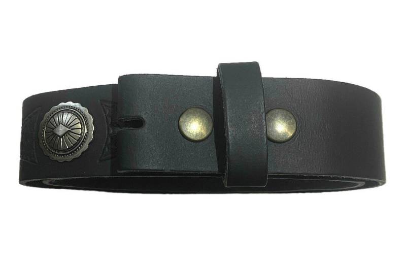 Westernlifestyle Ledergürtel Schwarzer gemusterter Westerngürtel Wechselgürtel mit silbernen Concho von Westernlifestyle