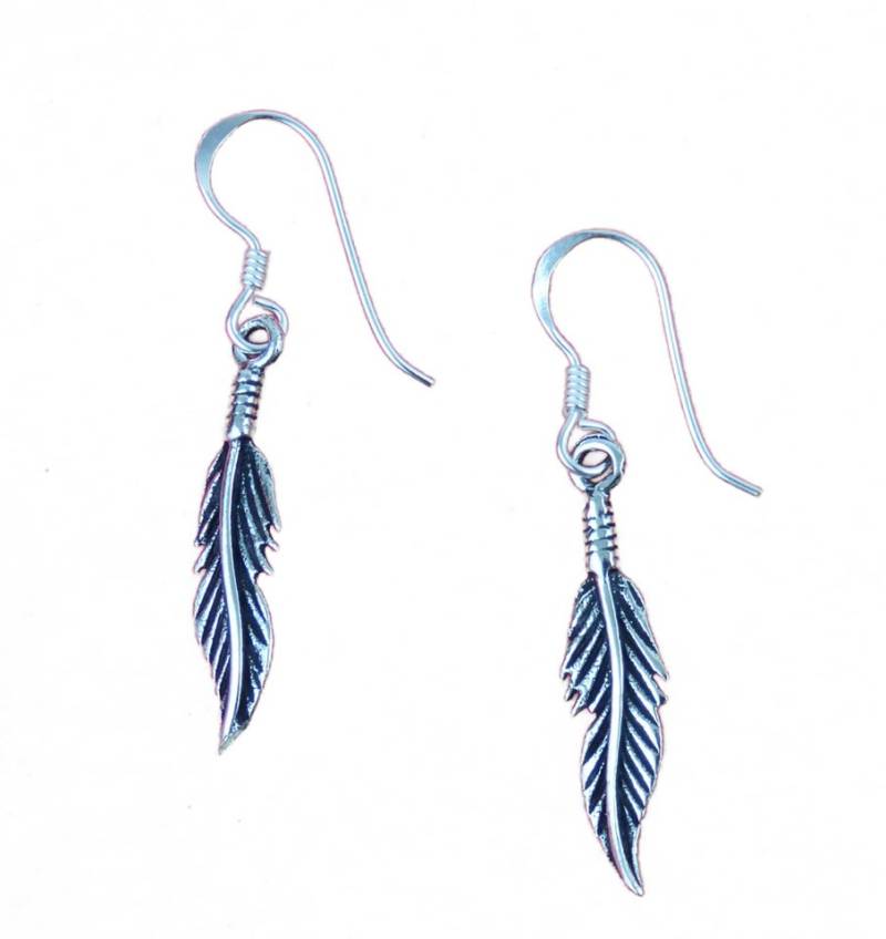 Westernlifestyle Paar Ohrhänger Feder aus 925er Sterling Silber Ohrringe Westernschmuck von Westernlifestyle