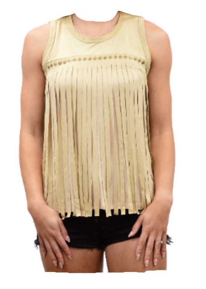 Westernlifestyle T-Shirt Layla beiges Fransen Westernshirt Westernwear mit Nieten Line Dance von Westernlifestyle