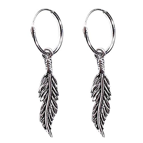 Ohrringe Creolen Echt Silber 925 mit Anhänger Feder von Westernranch