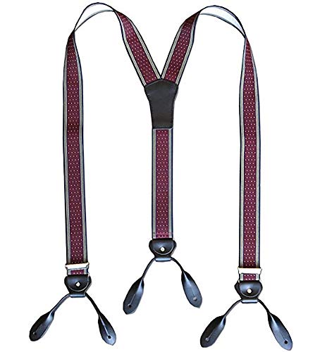 Old Style Western Hosenträger mit Lederlaschen zum Anknöpfen (Bordeaux) von Westernranch