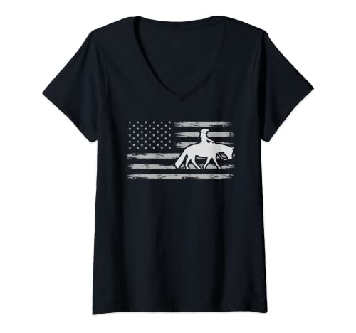 Damen Westernreiterin & Westernpferd Western Pleasure Reiter T-Shirt mit V-Ausschnitt Damen Westernreiterin & Westernpferd Western Pleasure Reiter T-Shirt mit V-Ausschnitt von Westernreiten Kleidung für Reiterin Geschenkidee