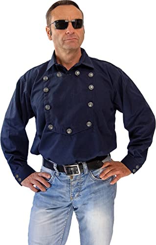 John Wayne Westernhemd blau - Westernmode Western Style Old Style Westernbekleidung (Blau, L) von Westernwear-Shop