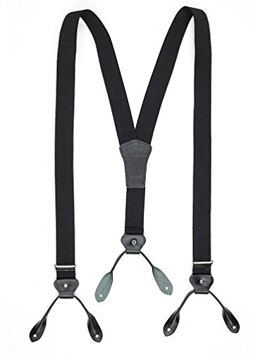 Stars & Stripes Hosenträger mit Lederlaschen schwarz Herren Old Style Westernbekleidung Oldstyle Westernoutfit Schwarz von Westernwear-Shop